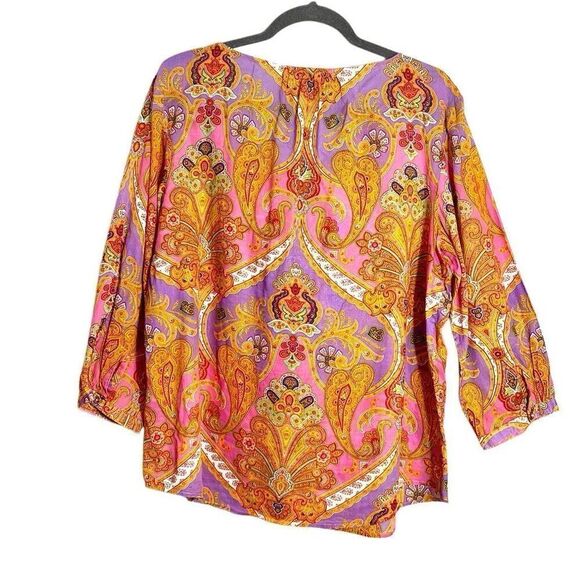 Lauren Ralph Lauren cotton boho multi print bright ruffle blouse XL - Picture 4 of 12